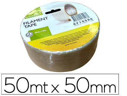Cinta adhesiva de precinto Q-Connect monofilamentos transparente 50m.x50mm.